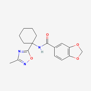 molecular formula C17H19N3O4 B2596497 N-[1-(3-methyl-1,2,4-oxadiazol-5-yl)cyclohexyl]-1,3-benzodioxole-5-carboxamide CAS No. 1326942-50-0