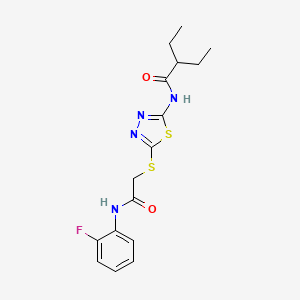 molecular formula C16H19FN4O2S2 B2596502 2-乙基-N-[5-[2-(2-氟苯胺)-2-氧代乙基]硫代-1,3,4-噻二唑-2-基]丁酰胺 CAS No. 392297-99-3