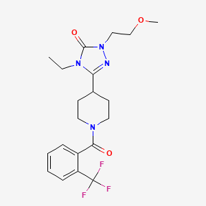 molecular formula C20H25F3N4O3 B2596504 4-エチル-1-(2-メトキシエチル)-3-(1-(2-(トリフルオロメチル)ベンゾイル)ピペリジン-4-イル)-1H-1,2,4-トリアゾール-5(4H)-オン CAS No. 1797736-74-3