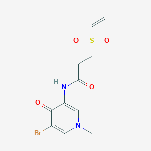 molecular formula C11H13BrN2O4S B2596507 N-(5-Bromo-1-methyl-4-oxopyridin-3-yl)-3-ethenylsulfonylpropanamide CAS No. 2224175-22-6