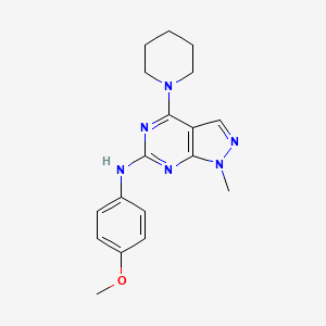 molecular formula C18H22N6O B2596511 N-(4-methoxyphenyl)-1-methyl-4-(piperidin-1-yl)-1H-pyrazolo[3,4-d]pyrimidin-6-amine CAS No. 897619-43-1
