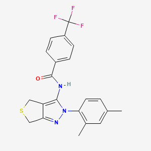 molecular formula C21H18F3N3OS B2596528 N-[2-(2,4-dimethylphenyl)-4,6-dihydrothieno[3,4-c]pyrazol-3-yl]-4-(trifluoromethyl)benzamide CAS No. 921106-18-5