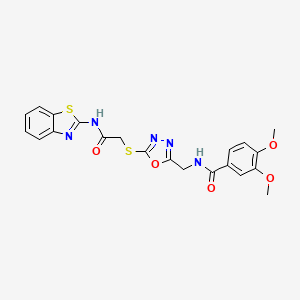 N-((5-((2-(benzo[d]thiazol-2-ylamino)-2-oxoethyl)thio)-1,3,4-oxadiazol-2-yl)methyl)-3,4-dimethoxybenzamide