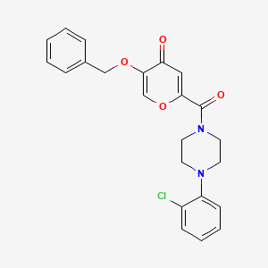 molecular formula C23H21ClN2O4 B2596544 5-(benzyloxy)-2-(4-(2-chlorophenyl)piperazine-1-carbonyl)-4H-pyran-4-one CAS No. 1021093-22-0