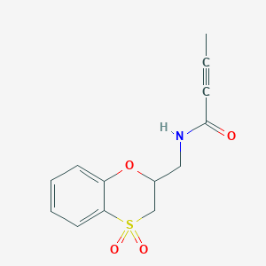 molecular formula C13H13NO4S B2596545 N-[(4,4-Dioxo-2,3-dihydro-1,4lambda6-benzoxathiin-2-yl)methyl]but-2-ynamide CAS No. 2411273-87-3