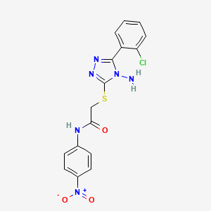 molecular formula C16H13ClN6O3S B2596549 2-{[4-amino-5-(2-chlorophenyl)-4H-1,2,4-triazol-3-yl]sulfanyl}-N-(4-nitrophenyl)acetamide CAS No. 905765-35-7