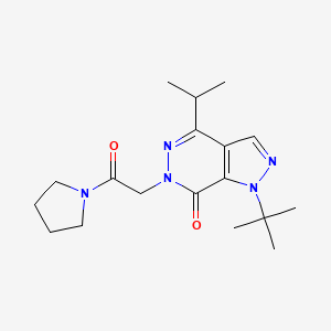 molecular formula C18H27N5O2 B2596567 1-(tert-butyl)-4-isopropyl-6-(2-oxo-2-(pyrrolidin-1-yl)ethyl)-1H-pyrazolo[3,4-d]pyridazin-7(6H)-one CAS No. 1170600-91-5