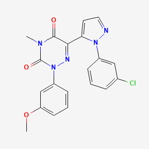 molecular formula C20H16ClN5O3 B2596574 6-(1-(3-Chlorophenyl)-1H-pyrazol-5-yl)-2-(3-methoxyphenyl)-4-methyl-1,2,4-triazine-3,5(2H,4H)-dione CAS No. 321538-33-4