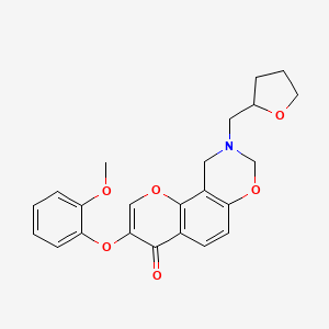 3-(2-methoxyphenoxy)-9-((tetrahydrofuran-2-yl)methyl)-9,10-dihydrochromeno[8,7-e][1,3]oxazin-4(8H)-one
