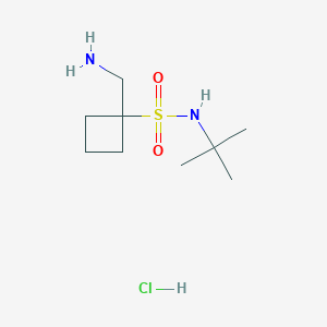 molecular formula C9H21ClN2O2S B2596596 Chlorhydrate de 1-(aminométhyl)-N-tert-butylcyclobutane-1-sulfonamide CAS No. 2126162-37-4