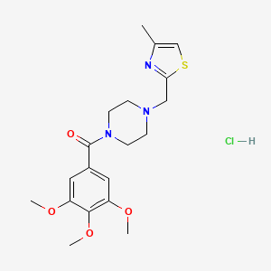 molecular formula C19H26ClN3O4S B2596600 (4-((4-Methylthiazol-2-yl)methyl)piperazin-1-yl)(3,4,5-trimethoxyphenyl)methanone hydrochloride CAS No. 1215740-32-1