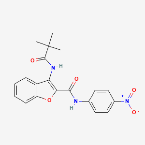 molecular formula C20H19N3O5 B2596608 N-(4-硝基苯基)-3-叔丁酰氨基苯并呋喃-2-甲酰胺 CAS No. 887896-93-7