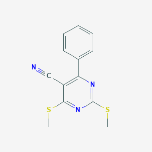 molecular formula C13H11N3S2 B259661 2,4-Bis(methylsulfanyl)-6-phenylpyrimidine-5-carbonitrile 