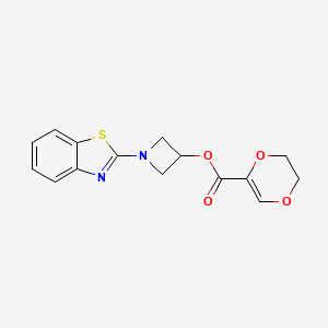 molecular formula C15H14N2O4S B2596611 1-(Benzo[d]thiazol-2-yl)azetidin-3-yl 5,6-dihydro-1,4-dioxine-2-carboxylate CAS No. 1396873-79-2