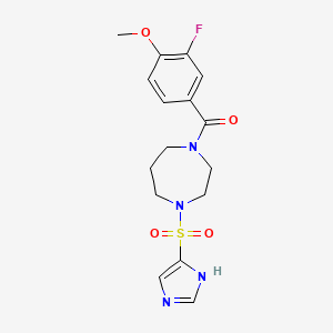 molecular formula C16H19FN4O4S B2596616 (4-((1H-imidazol-4-yl)sulfonyl)-1,4-diazepan-1-yl)(3-fluoro-4-methoxyphenyl)methanone CAS No. 1903585-06-7