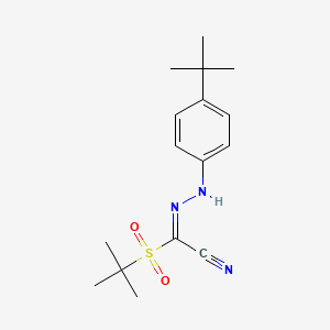 molecular formula C16H23N3O2S B2596637 2-{2-[4-(Tert-butyl)phenyl]hydrazono}-2-(tert-butylsulfonyl)acetonitrile CAS No. 241127-22-0