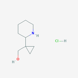 molecular formula C9H18ClNO B2596640 (1-Piperidin-2-ylcyclopropyl)methanol;hydrochloride CAS No. 2470436-64-5