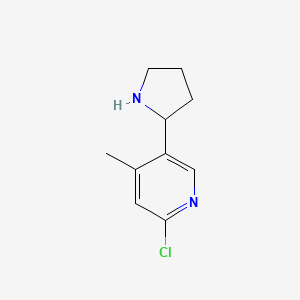 molecular formula C10H13ClN2 B2596643 2-氯-4-甲基-5-(吡咯烷-2-基)吡啶 CAS No. 1270429-41-8