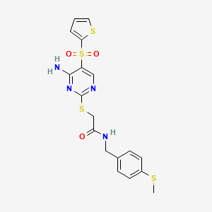 2-((4-amino-5-(thiophen-2-ylsulfonyl)pyrimidin-2-yl)thio)-N-(4-(methylthio)benzyl)acetamide