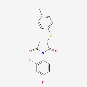 molecular formula C17H13F2NO2S B2596654 1-(2,4-Difluorophenyl)-3-[(4-methylphenyl)sulfanyl]pyrrolidine-2,5-dione CAS No. 306730-68-7