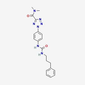 molecular formula C20H23N7O2 B2596660 N,N-dimethyl-2-(4-(3-(3-phenylpropyl)ureido)phenyl)-2H-tetrazole-5-carboxamide CAS No. 1396636-73-9