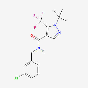 molecular formula C16H17ClF3N3O B2596672 1-tert-butyl-N-[(3-chlorophenyl)methyl]-5-(trifluoromethyl)-1H-pyrazole-4-carboxamide CAS No. 956183-99-6