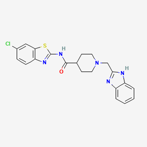 molecular formula C21H20ClN5OS B2596687 1-((1H-benzo[d]imidazol-2-yl)methyl)-N-(6-chlorobenzo[d]thiazol-2-yl)piperidine-4-carboxamide CAS No. 1235337-01-5