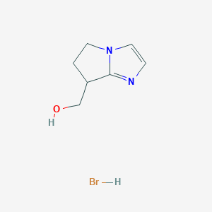 molecular formula C7H11BrN2O B2596700 6,7-二氢-5H-吡咯并[1,2-a]咪唑-7-基甲醇；氢溴酸盐 CAS No. 2411248-00-3