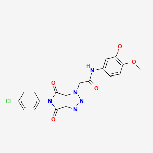 molecular formula C20H18ClN5O5 B2596702 2-[5-(4-chlorophenyl)-4,6-dioxo-4,5,6,6a-tetrahydropyrrolo[3,4-d][1,2,3]triazol-1(3aH)-yl]-N-(3,4-dimethoxyphenyl)acetamide CAS No. 1052610-42-0