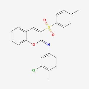 molecular formula C23H18ClNO3S B2596703 N-(3-chloro-4-methylphenyl)-3-(4-methylphenyl)sulfonylchromen-2-imine CAS No. 1321841-69-3