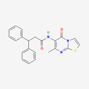 molecular formula C22H19N3O2S B2596713 N-(7-méthyl-5-oxo-5H-[1,3]thiazolo[3,2-a]pyrimidin-6-yl)-3,3-diphénylpropanamide CAS No. 955260-59-0