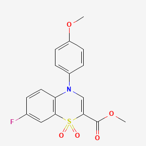 molecular formula C17H14FNO5S B2596714 methyl 7-fluoro-4-(4-methoxyphenyl)-4H-1,4-benzothiazine-2-carboxylate 1,1-dioxide CAS No. 1291864-92-0