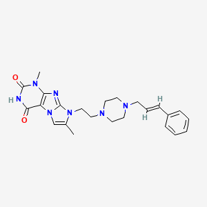 molecular formula C24H29N7O2 B2596721 (E)-8-(2-(4-cinnamylpiperazin-1-yl)ethyl)-1,7-dimethyl-1H-imidazo[2,1-f]purine-2,4(3H,8H)-dione CAS No. 951965-21-2