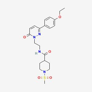 molecular formula C21H28N4O5S B2596722 N-(2-(3-(4-ethoxyphenyl)-6-oxopyridazin-1(6H)-yl)ethyl)-1-(methylsulfonyl)piperidine-4-carboxamide CAS No. 1219912-82-9