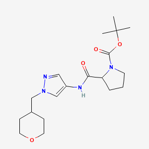 molecular formula C19H30N4O4 B2596731 tert-butyl 2-((1-((tetrahydro-2H-pyran-4-yl)methyl)-1H-pyrazol-4-yl)carbamoyl)pyrrolidine-1-carboxylate CAS No. 1704494-16-5