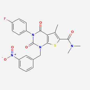 molecular formula C23H19FN4O5S B2596741 3-(4-fluorophenyl)-N,N,5-trimethyl-1-(3-nitrobenzyl)-2,4-dioxo-1,2,3,4-tetrahydrothieno[2,3-d]pyrimidine-6-carboxamide CAS No. 866015-73-8