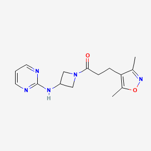 molecular formula C15H19N5O2 B2596742 3-(3,5-Dimethylisoxazol-4-yl)-1-(3-(pyrimidin-2-ylamino)azetidin-1-yl)propan-1-one CAS No. 2320523-92-8