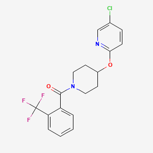 molecular formula C18H16ClF3N2O2 B2596745 (4-((5-Chloropyridin-2-yl)oxy)piperidin-1-yl)(2-(trifluoromethyl)phenyl)methanone CAS No. 1428378-26-0