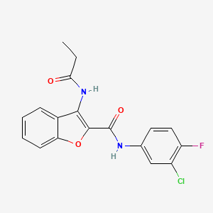 molecular formula C18H14ClFN2O3 B2596757 N-(3-chloro-4-fluorophenyl)-3-propionamidobenzofuran-2-carboxamide CAS No. 888463-23-8