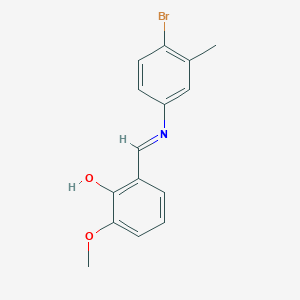 molecular formula C15H14BrNO2 B2596758 2-{(E)-[(4-bromo-3-methylphenyl)imino]methyl}-6-methoxyphenol CAS No. 196082-27-6