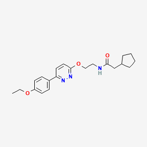 molecular formula C21H27N3O3 B2596770 2-cyclopentyl-N-(2-((6-(4-ethoxyphenyl)pyridazin-3-yl)oxy)ethyl)acetamide CAS No. 920157-91-1