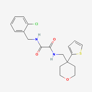 molecular formula C19H21ClN2O3S B2596778 N1-(2-chlorobenzyl)-N2-((4-(thiophen-2-yl)tetrahydro-2H-pyran-4-yl)methyl)oxalamide CAS No. 1091418-38-0