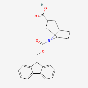 molecular formula C23H23NO4 B2596785 8-{[(9H-fluoren-9-yl)methoxy]carbonyl}-8-azabicyclo[3.2.1]octane-3-carboxylic acid CAS No. 2138169-16-9