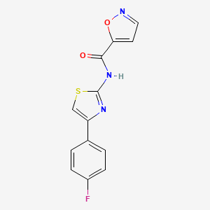 molecular formula C13H8FN3O2S B2596793 N-(4-(4-フルオロフェニル)チアゾール-2-イル)イソキサゾール-5-カルボキサミド CAS No. 919860-53-0