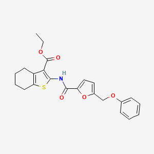molecular formula C23H23NO5S B2596796 Ethyl 2-(5-(phenoxymethyl)furan-2-carboxamido)-4,5,6,7-tetrahydrobenzo[b]thiophene-3-carboxylate CAS No. 823834-72-6