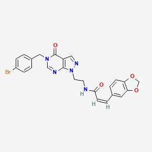 molecular formula C24H20BrN5O4 B2596802 (Z)-3-(benzo[d][1,3]dioxol-5-yl)-N-(2-(5-(4-bromobenzyl)-4-oxo-4,5-dihydro-1H-pyrazolo[3,4-d]pyrimidin-1-yl)ethyl)acrylamide CAS No. 1007289-68-0