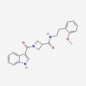 molecular formula C22H23N3O3 B2596806 1-(1H-indole-3-carbonyl)-N-(2-methoxyphenethyl)azetidine-3-carboxamide CAS No. 1396769-32-6