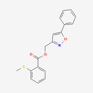 molecular formula C18H15NO3S B2596808 (5-Phenylisoxazol-3-yl)methyl 2-(methylthio)benzoate CAS No. 953013-80-4