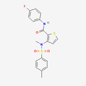 molecular formula C19H17FN2O3S2 B2596812 1-(4-{[(2,5-dimethoxyphenyl)sulfonyl]amino}phenyl)-N-(3-methylbutyl)cyclopropanecarboxamide CAS No. 1115871-93-6