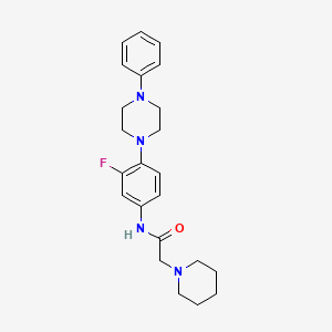 molecular formula C23H29FN4O B2596817 N-[3-氟-4-(4-苯基哌嗪)苯基]-2-哌啶基乙酰胺 CAS No. 439120-46-4